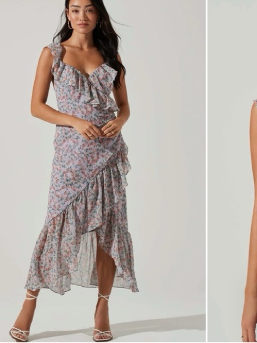 Astr Floral Ruffle Maxi Dress in Pale Purple- Pastel Floral Design